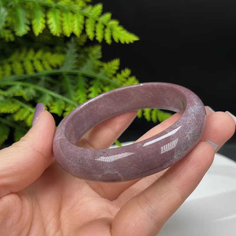 海洋碧玉手镯 58MM 老料高瓷天眼 香芋紫 玉髓手環 靈感創意護佑