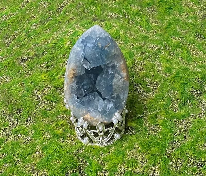 超美天然原礦深藍色天青鎮 天青石簇 藍水晶  療癒 淨化 開運