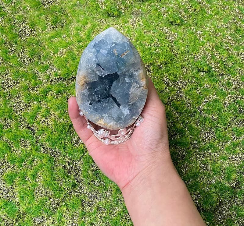 超美天然原礦深藍色天青鎮 天青石簇 藍水晶  療癒 淨化 開運