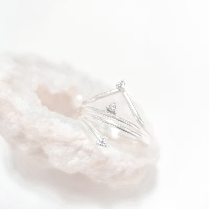/ 星星的細語 / 星塵925純銀鋯石 簡約戒指 疊戒 單隻 幼戒
