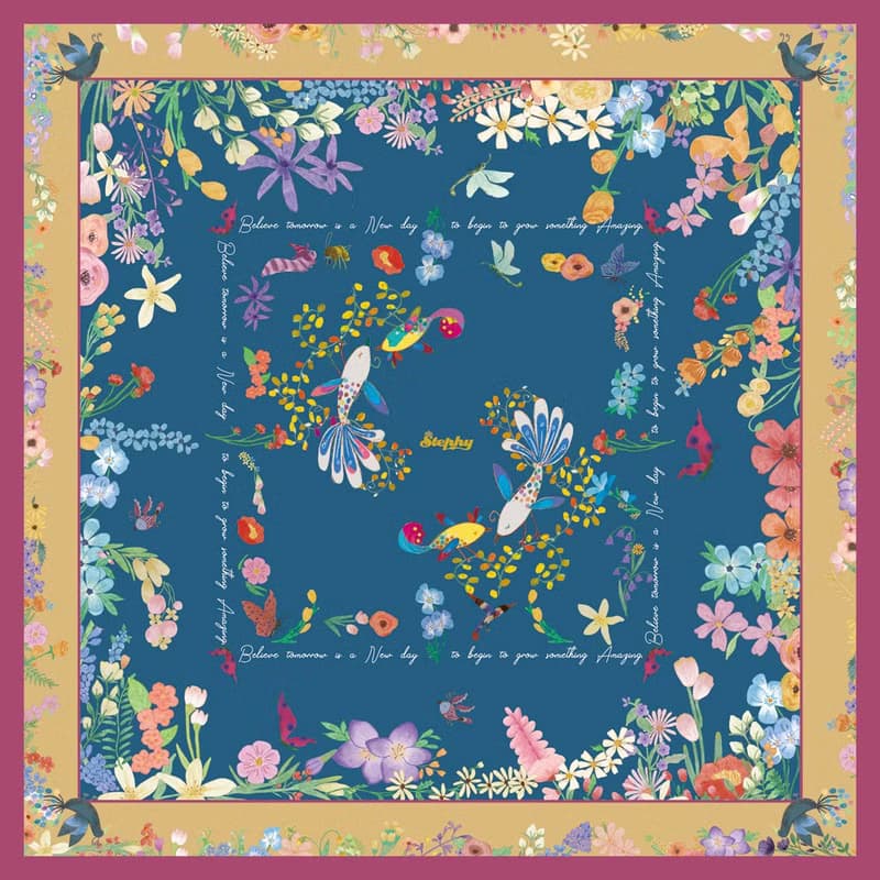 Mother & Daughter 【母親節禮盒】魚意花絲巾、絲巾扣粉紅禮盒