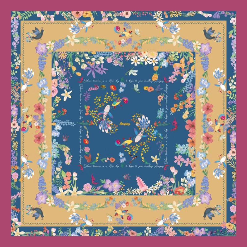 Mother & Daughter 【母親節禮盒】魚意花絲巾、絲巾扣粉紅禮盒