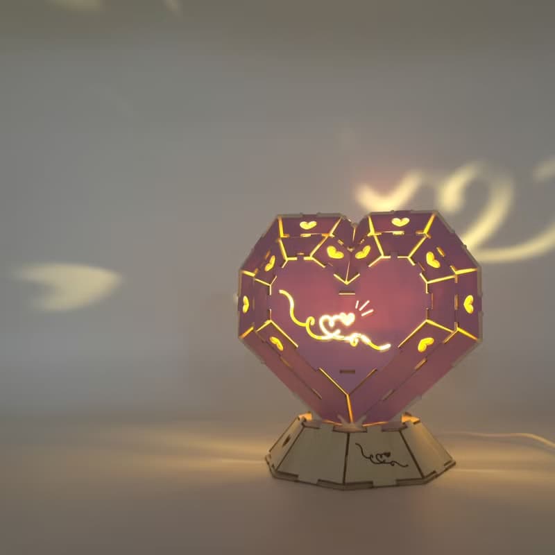 Team Green 3D木拼圖 - 心形小夜燈 | 情人送禮 拼圖 手作 創意