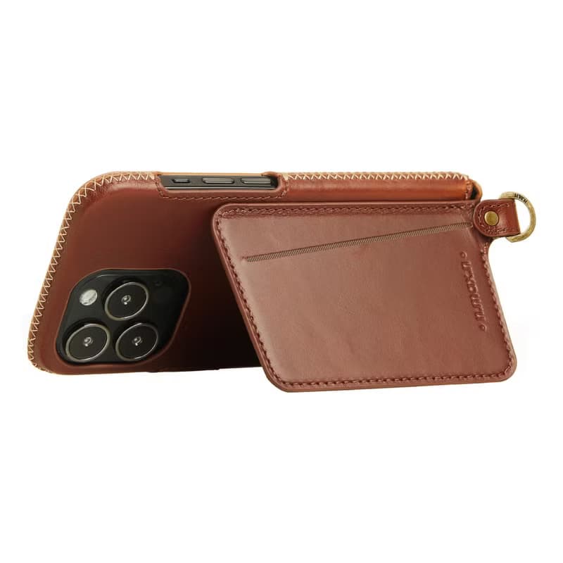 iPhone14 Pro 經典系列附皮革手腕帶/全包覆站立架手機套-巧克力