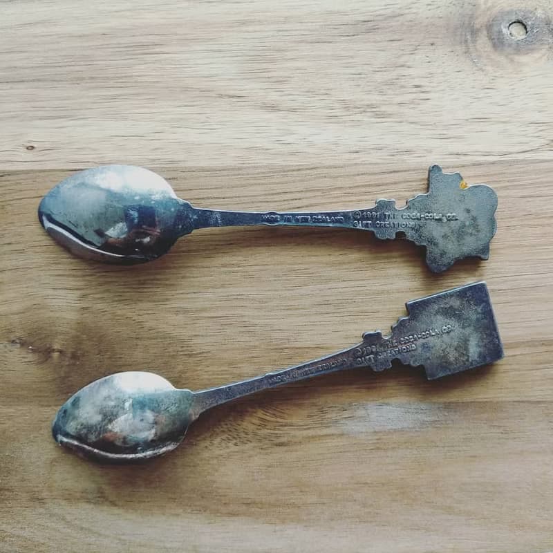 美國古董老物 1991年經典Coca Cola Logo刻紋銀色紀念 鐵質茶湯匙