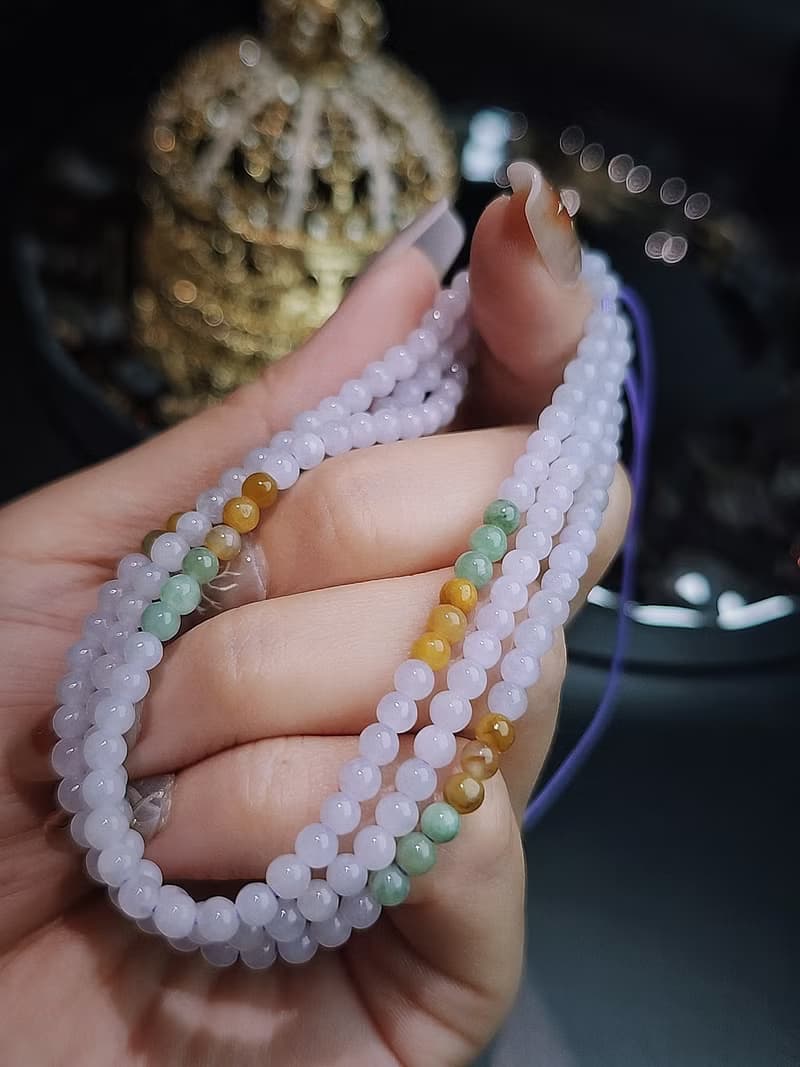 貴人•桃花•招財•轉運|糯冰紫多寶|緬甸A貨翡翠多寶珠串項鍊