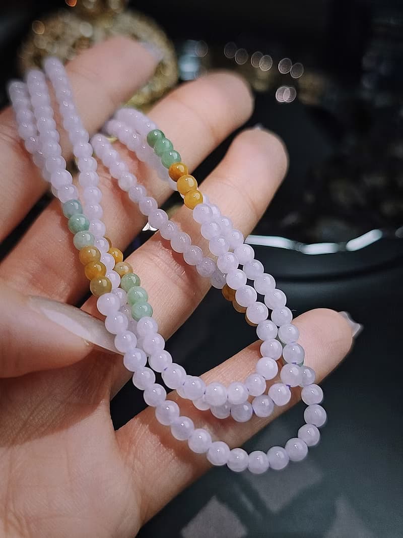 貴人•桃花•招財•轉運|糯冰紫多寶|緬甸A貨翡翠多寶珠串項鍊