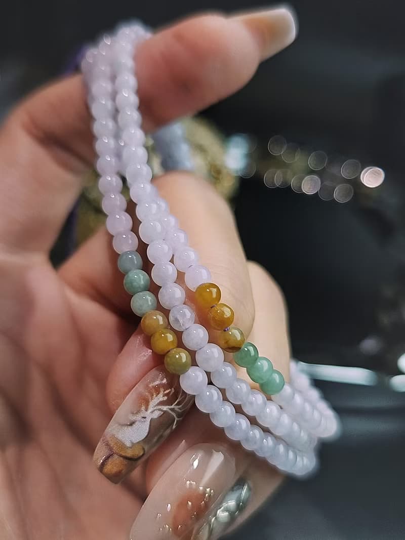 貴人•桃花•招財•轉運|糯冰紫多寶|緬甸A貨翡翠多寶珠串項鍊