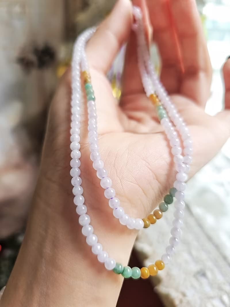 貴人•桃花•招財•轉運|糯冰紫多寶|緬甸A貨翡翠多寶珠串項鍊