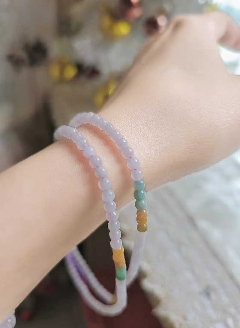 貴人•桃花•招財•轉運|糯冰紫多寶|緬甸A貨翡翠多寶珠串項鍊
