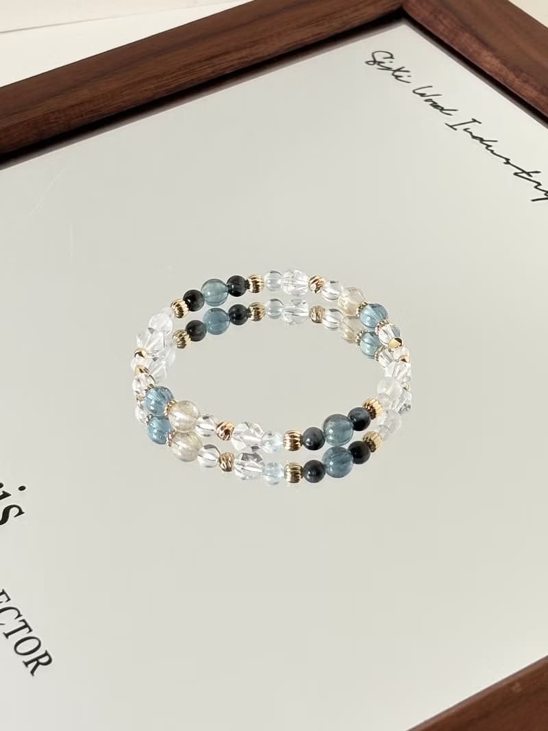 /海岸晨曦/魔鬼海藍寶 海藍寶 白水晶 月光石 金髮晶