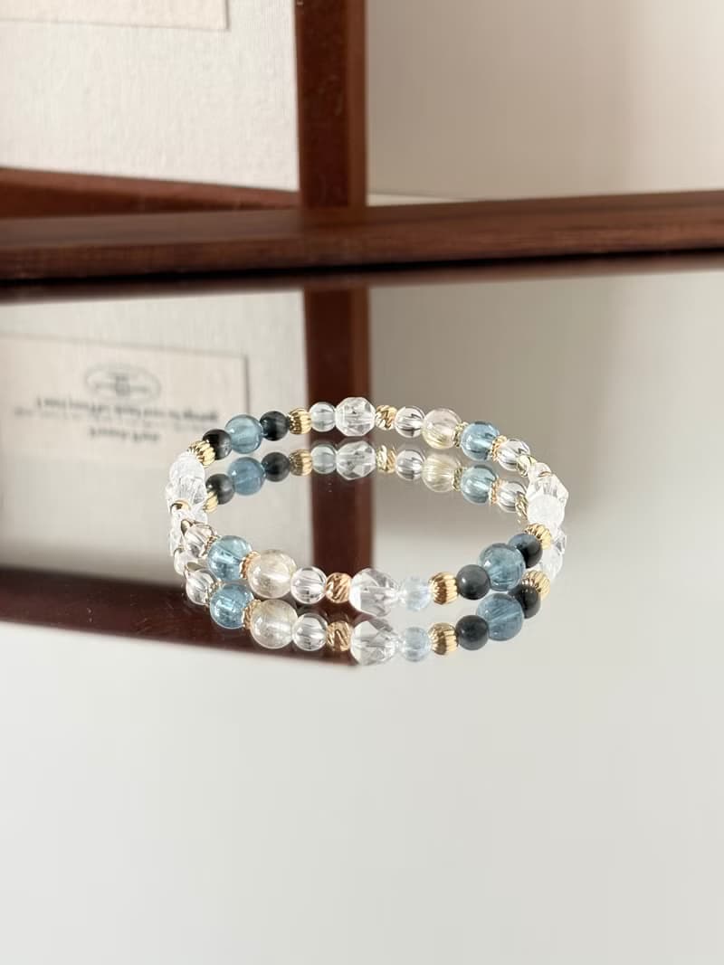 /海岸晨曦/魔鬼海藍寶 海藍寶 白水晶 月光石 金髮晶