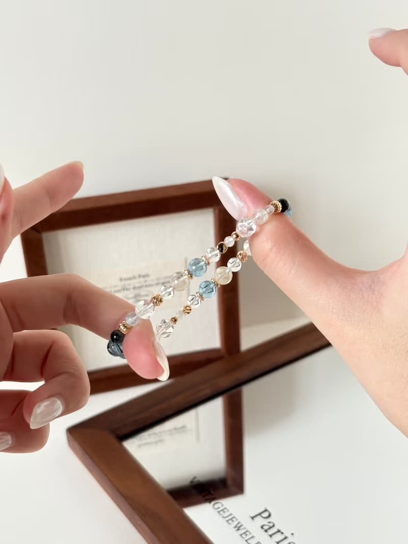 /海岸晨曦/魔鬼海藍寶 海藍寶 白水晶 月光石 金髮晶