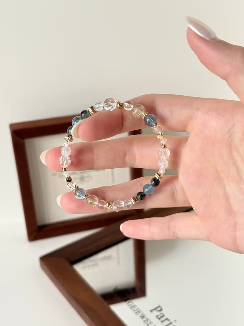 /海岸晨曦/魔鬼海藍寶 海藍寶 白水晶 月光石 金髮晶