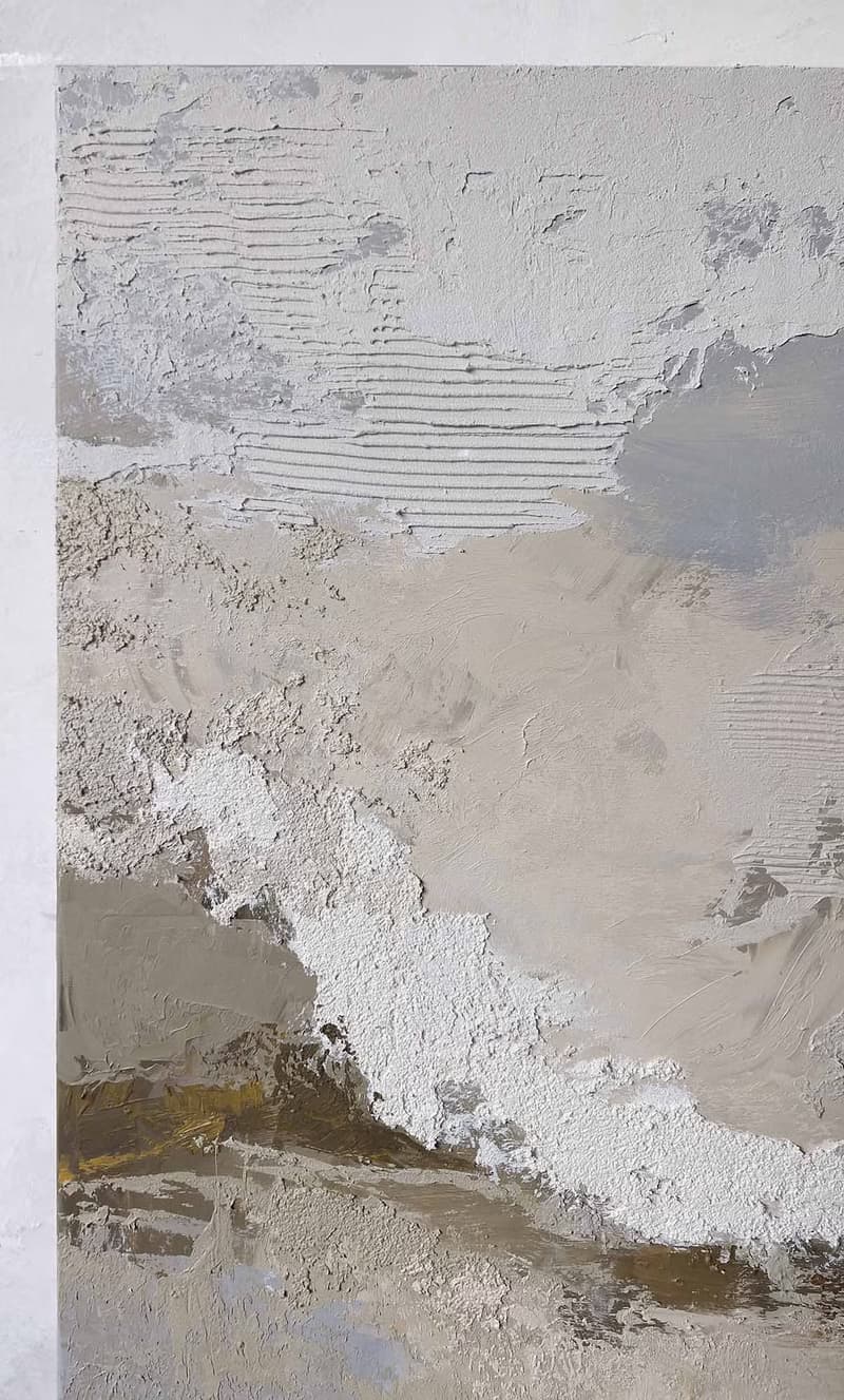 Abstract Blue Gray Canvas Art | Acrylic Painting Blue Beige Abstract | Fjord 2