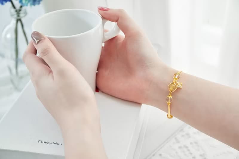 閃閃金光濃密黃髮晶手鍊(含開光)招財運、增加事業運、促財招貴人