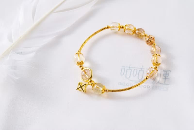 閃閃金光濃密黃髮晶手鍊(含開光)招財運、增加事業運、促財招貴人