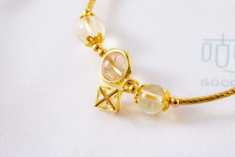 閃閃金光濃密黃髮晶手鍊(含開光)招財運、增加事業運、促財招貴人