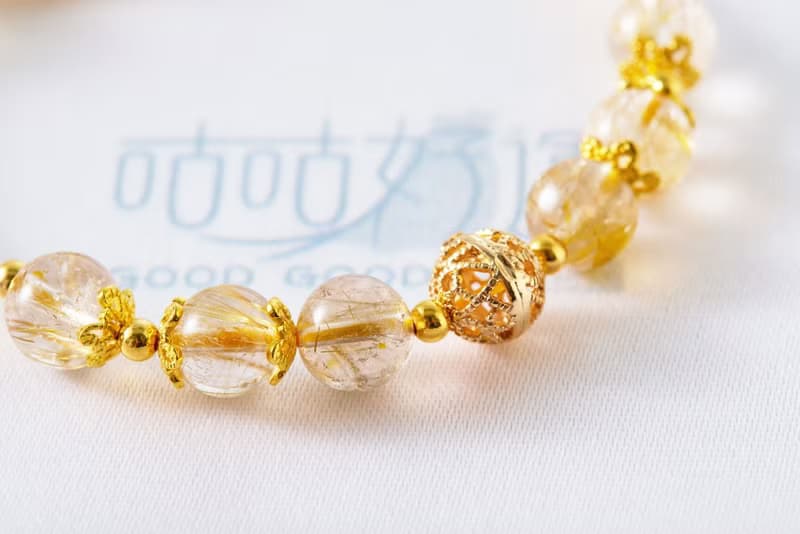 閃閃金光濃密黃髮晶手鍊(含開光)招財運、增加事業運、促財招貴人