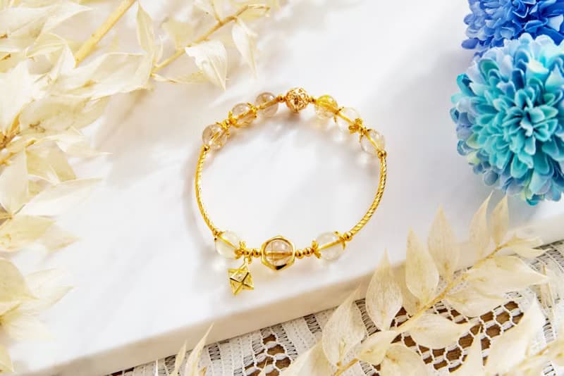 閃閃金光濃密黃髮晶手鍊(含開光)招財運、增加事業運、促財招貴人