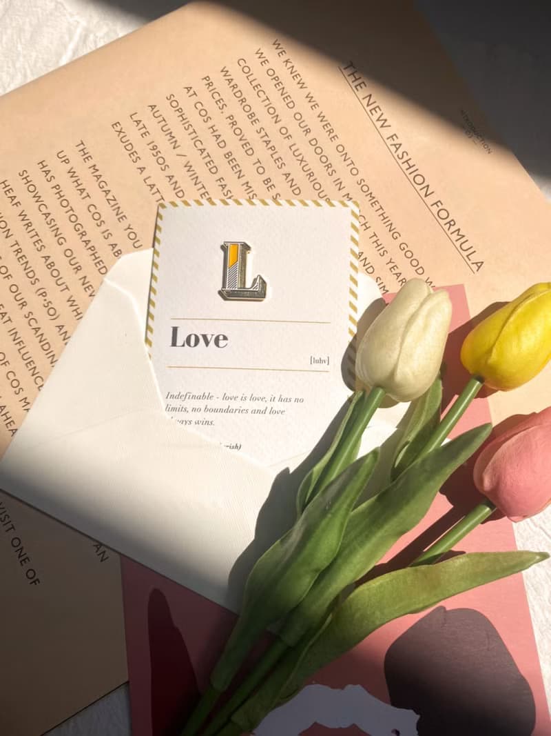 L / Love -琺瑯徽章卡 - 附信封 開學季 情人卡 萬用字