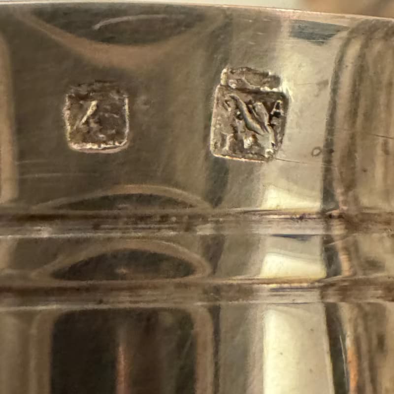 30917-法國古董天主教受洗禮盒鍍銀柑橘擠壓器組含原盒