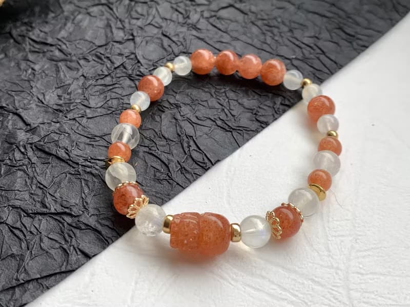 快速出貨 天然月光石手鍊 金太陽貔貅手鍊 14kgf手鍊