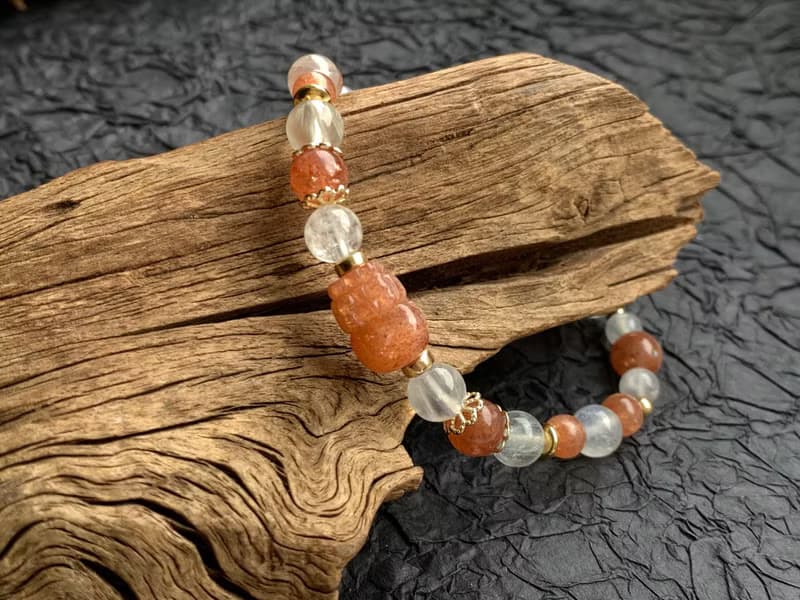 快速出貨 天然月光石手鍊 金太陽貔貅手鍊 14kgf手鍊