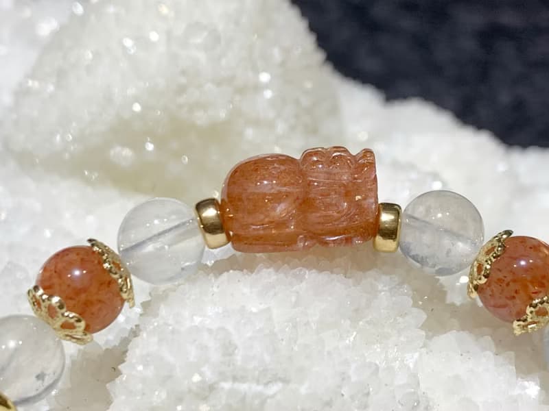 快速出貨 天然月光石手鍊 金太陽貔貅手鍊 14kgf手鍊