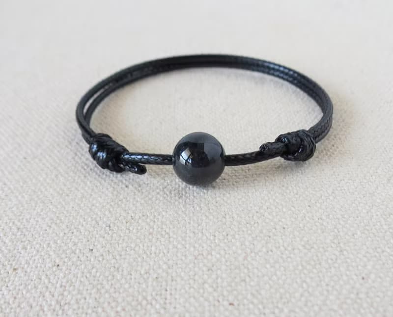 本命年【幸運石】烏雞翡翠韓國蠟線手鍊BGC09*招財、避邪、防小人