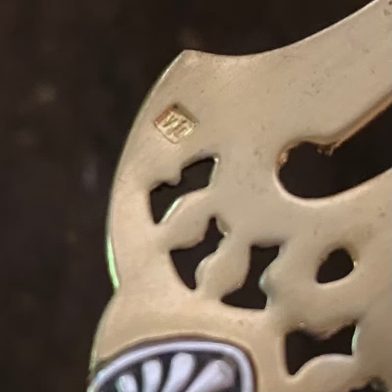 罕見法國訂製款珍珠母貝柄 銅鍍金鍍銀使用面 雙色變型餐4件組