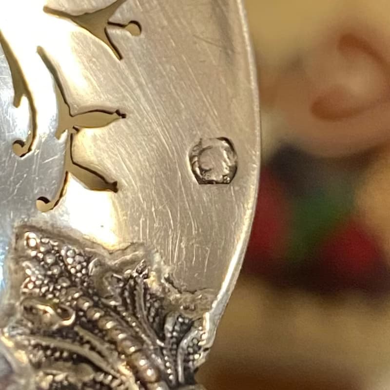 法國帝政風格珍珠母貝銀套柄 純銀餅乾鏟