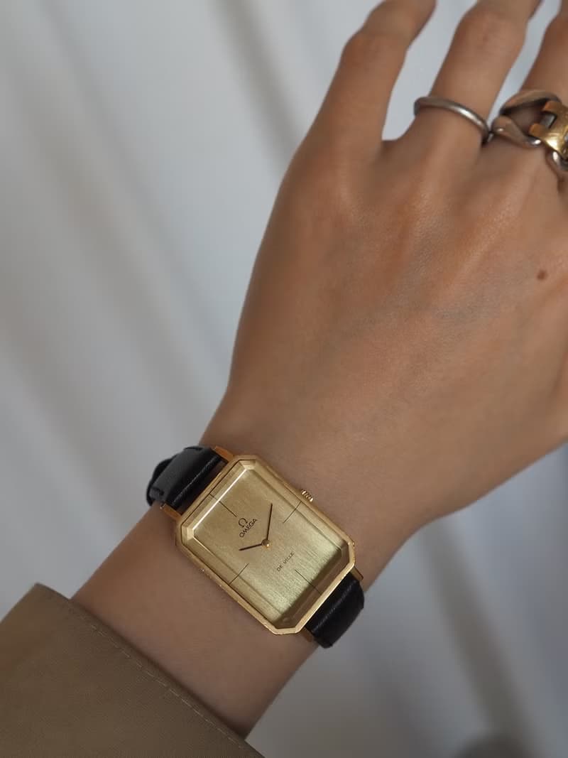 OMEGA オメガ DE VILLE エメラルド ウォッチ 腕時計 ゴールド ブラック ユニセックス ヴィンテージ