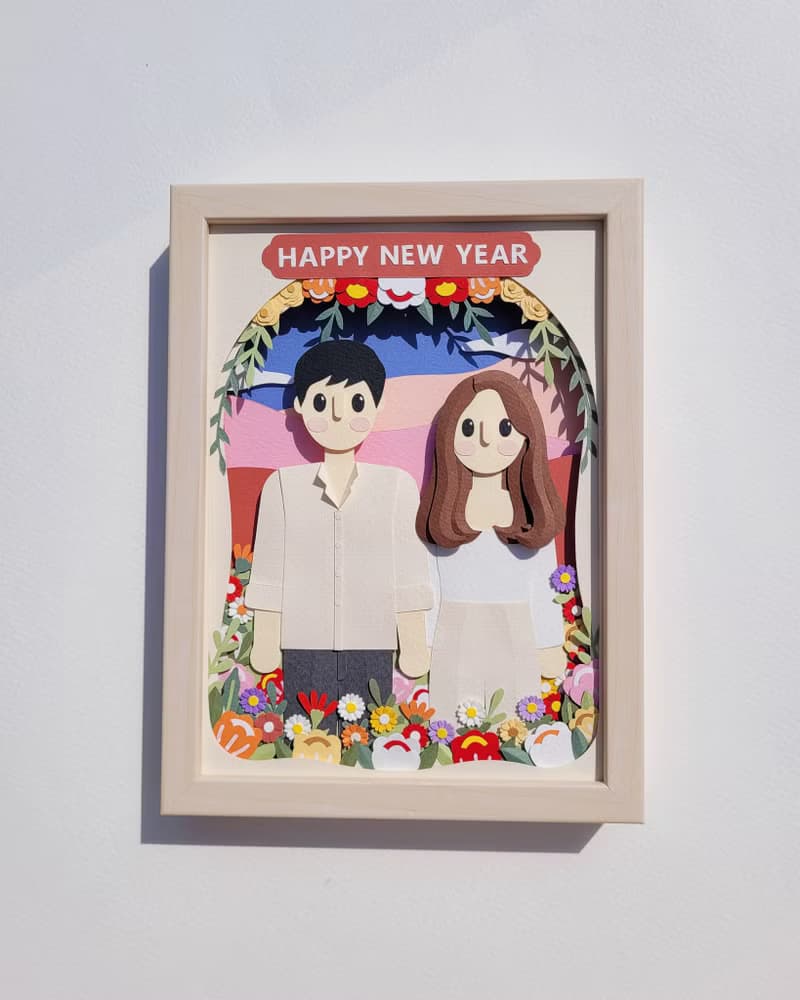 Special custom papercut frame : happy new year theme.