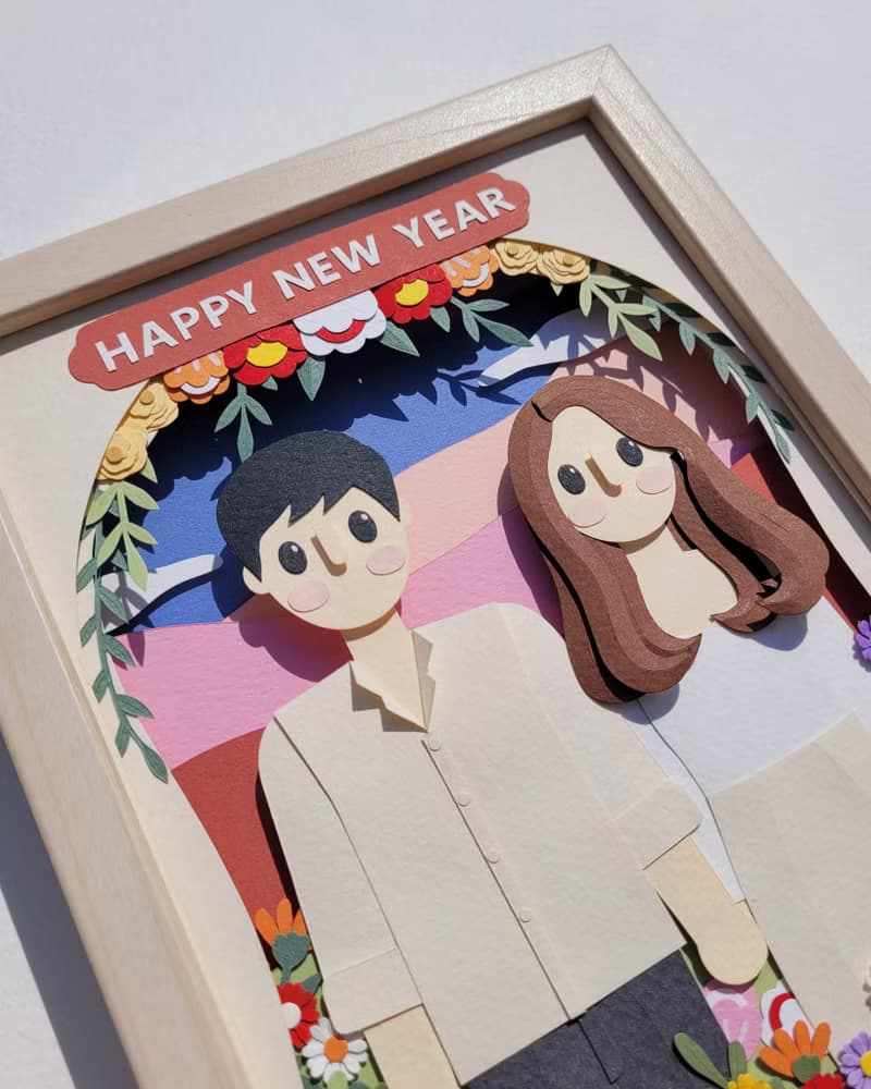Special custom papercut frame : happy new year theme.