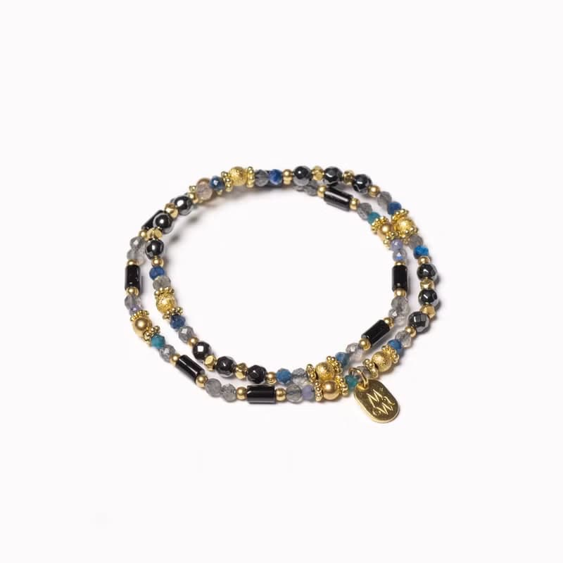 視野遨遊 // C1552黑瑪瑙鐵膽石藍晶雙圈手鍊