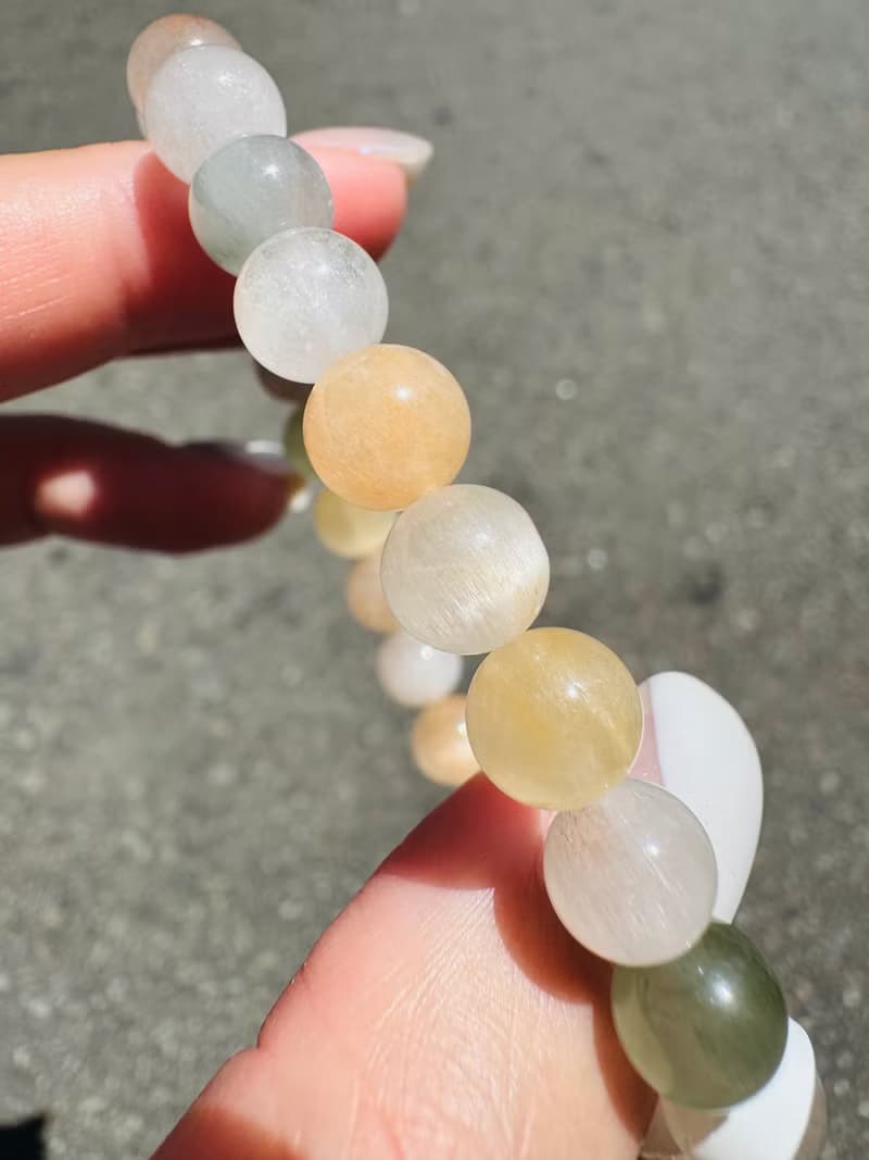 精品級奶茶療癒系兔毛水晶7.8mm15.53g淨化磁場療癒能量積極