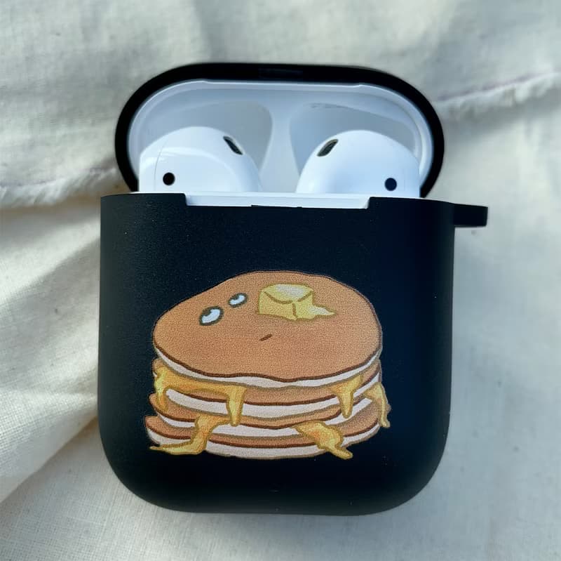 眼神死的鬆餅 黑色磨砂軟殼 AirPods 耳機保護套 耳機殼