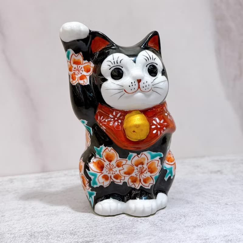 【黑櫻招福】日本九谷燒招財貓 |  黑桜