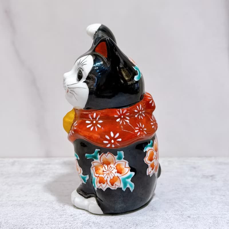 【黑櫻招福】日本九谷燒招財貓 |  黑桜