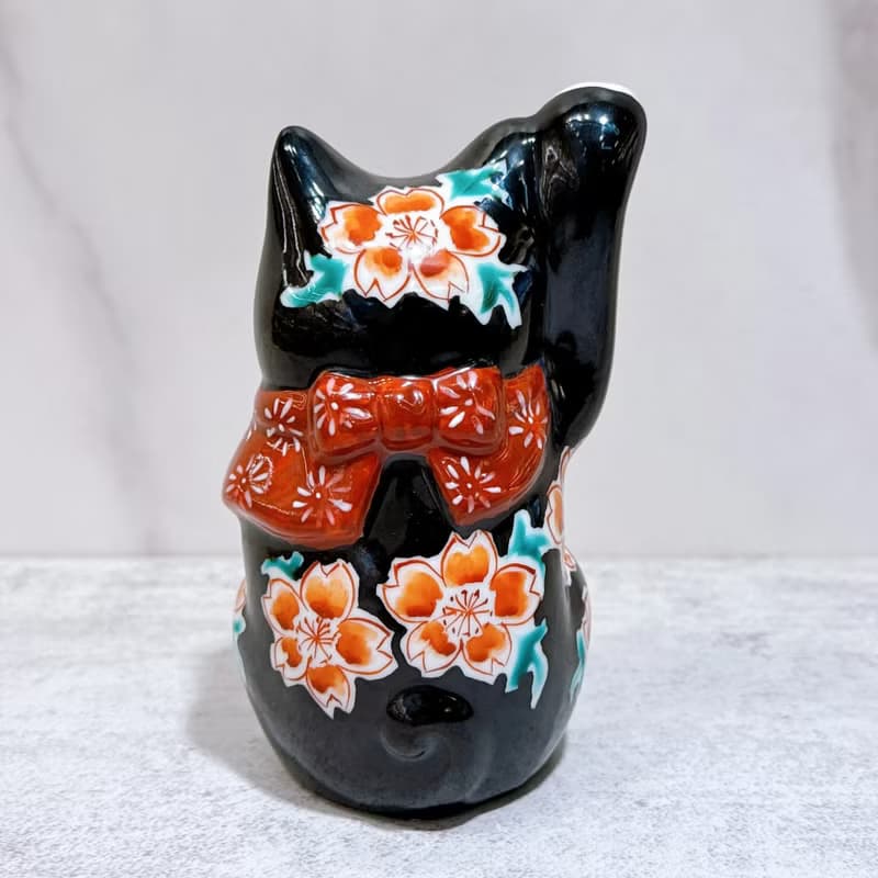【黑櫻招福】日本九谷燒招財貓 |  黑桜