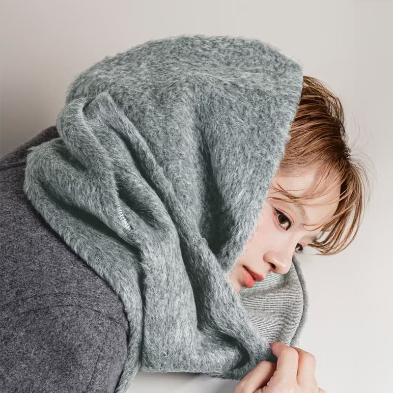Mist 系列 - 灰調 * 灰色 毛料 圍巾 連帽圍巾