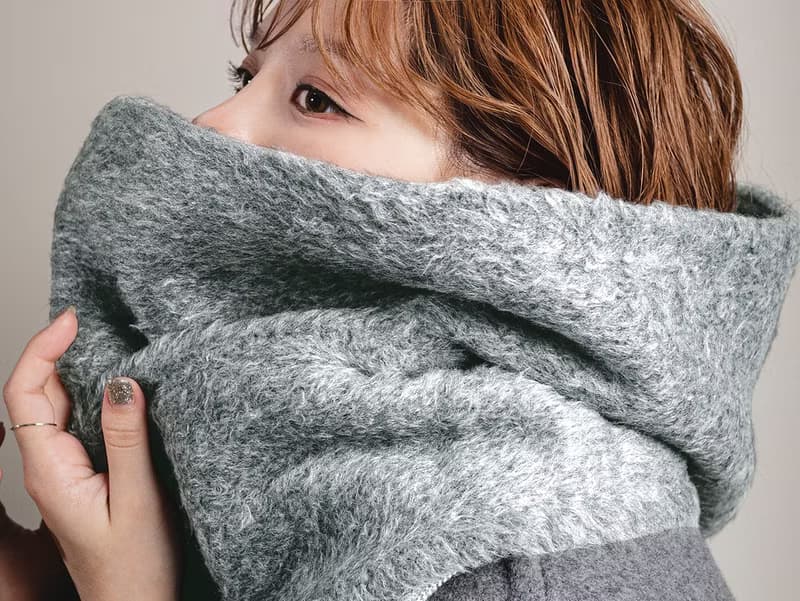 Mist 系列 - 灰調 * 灰色 毛料 圍巾 連帽圍巾