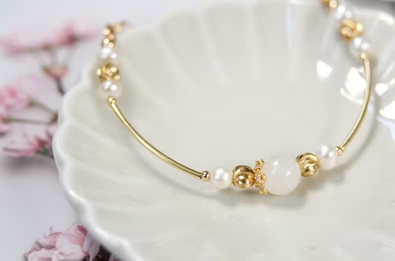 灑落金色的祝福 - 黃銅珍珠母乳手鍊 (親子手鍊)