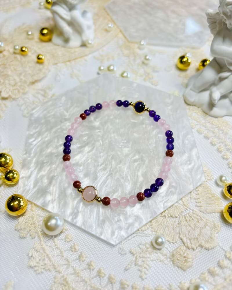 粉紫金砂 水晶手鍊
