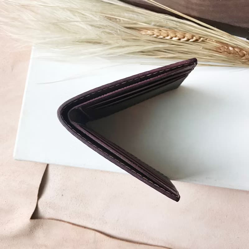 真皮短夾│6卡片層│木苺漸層灰藍