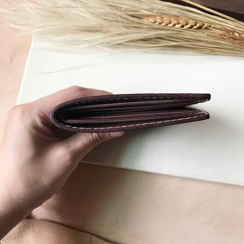 真皮短夾│6卡片層│木苺漸層灰藍