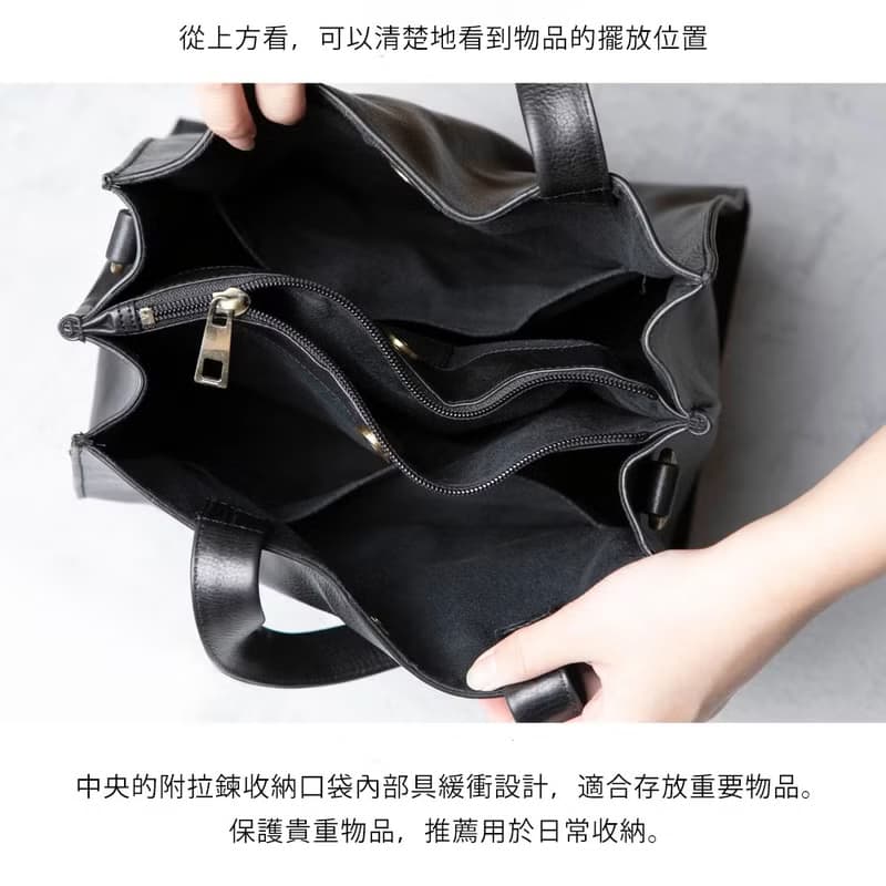 【義大利皮革】隨身包 手提包 簡約風 收納力強 附有背帶 沈穩棕