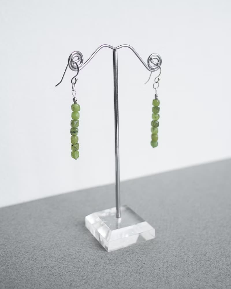 Nephrite Earrings, 925 Sterling Silver, Gemini, Libra, Sagittarius Crystal Gift