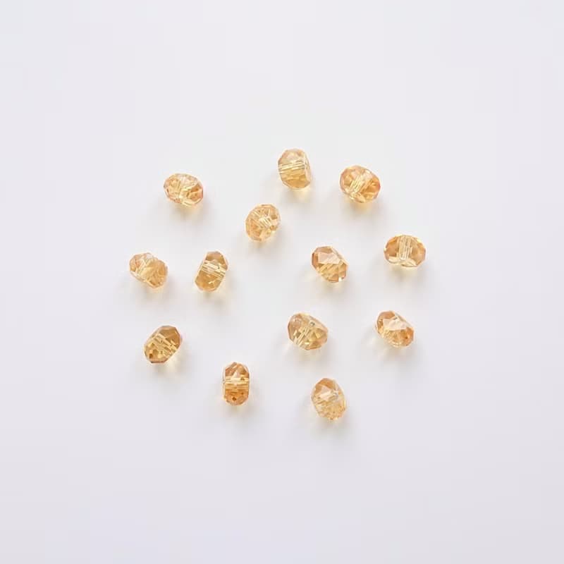 天然黃水晶 小巧單顆切角車輪珠 14K GF 包金 / 純銀 裸感項鍊